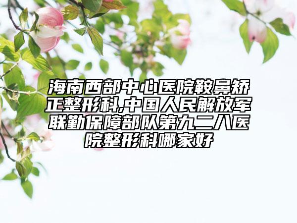 海南西部中心医院鞍鼻矫正整形科,中国人民解放军联勤保障部队第九二八医院整形科哪家好