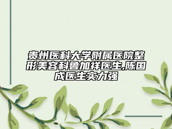 贵州医科大学附属医院整形美容科鲁加祥医生,陈国成医生实力强