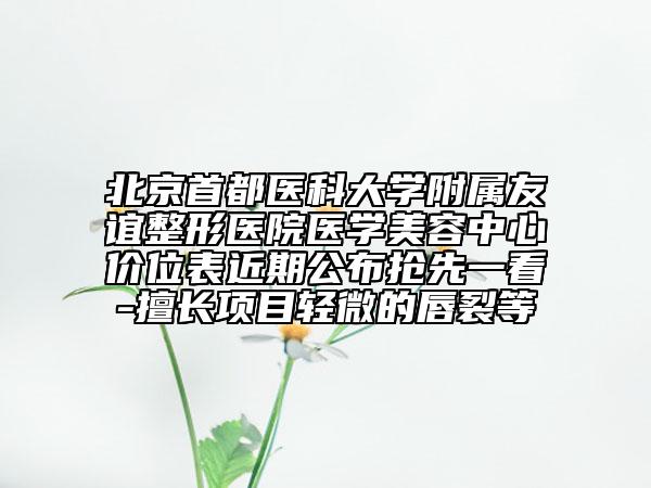 北京首都医科大学附属友谊整形医院医学美容中心价位表近期公布抢先一看-擅长项目轻微的唇裂等