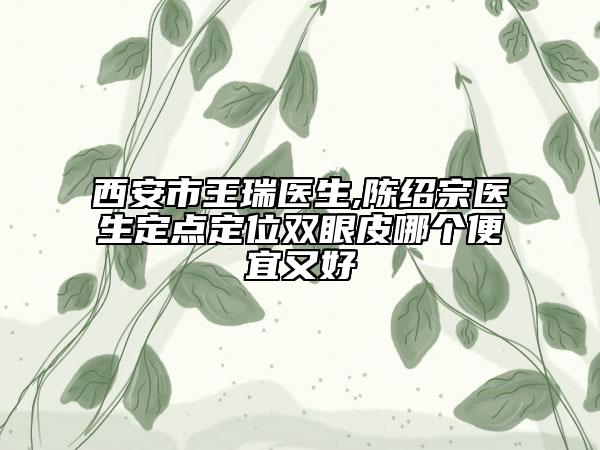 西安市王瑞医生,陈绍宗医生定点定位双眼皮哪个便宜又好