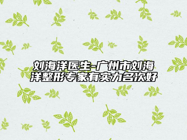 刘海洋医生-广州市刘海洋整形专家有实力名次好