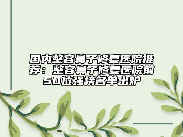 国内整容鼻子修复医院推荐：整容鼻子修复医院前50位强榜名单出炉