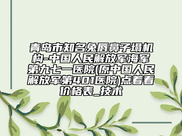 青岛市知名兔唇鼻子塌机构-中国人民解放军海军第九七一医院(原中国人民解放军第401医院)点着看价格表_技术