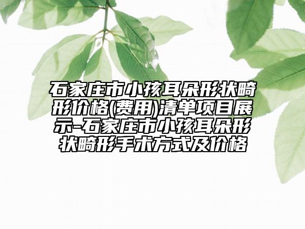 石家庄市小孩耳朵形状畸形价格(费用)清单项目展示-石家庄市小孩耳朵形状畸形手术方式及价格