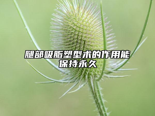腿部吸脂塑型术的作用能保持永久
