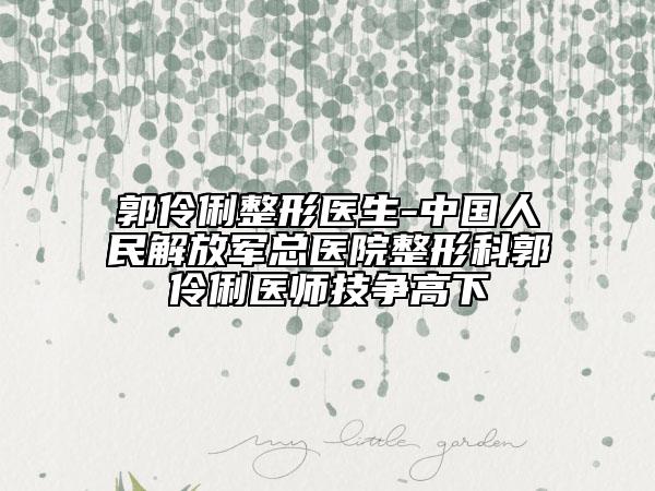 郭伶俐整形医生-中国人民解放军总医院整形科郭伶俐医师技争高下