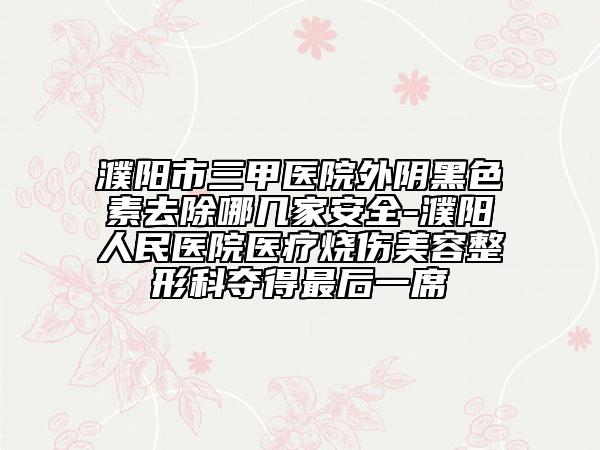 濮阳市三甲医院外阴黑色素去除哪几家安全-濮阳人民医院医疗烧伤美容整形科夺得最后一席