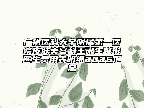 广州医科大学附属第一医院皮肤美容科王肃生整形医生费用表明细2026汇总