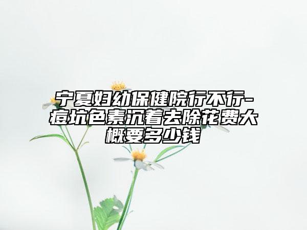 宁夏妇幼保健院行不行-痘坑色素沉着去除花费大概要多少钱