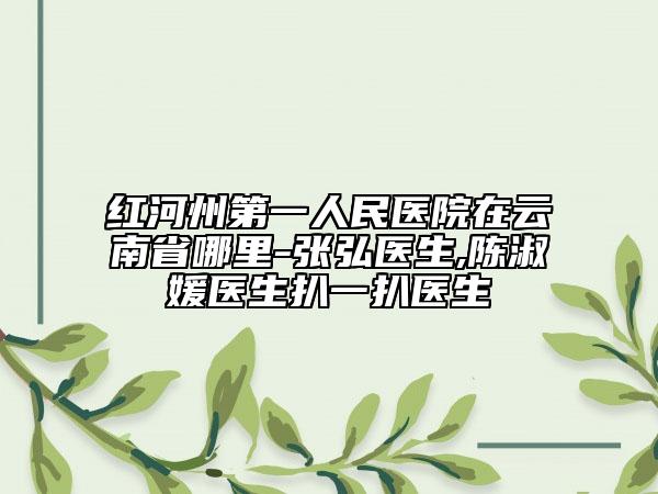 红河州第一人民医院在云南省哪里-张弘医生,陈淑媛医生扒一扒医生