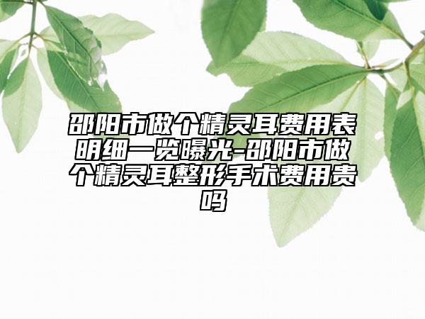 邵阳市做个精灵耳费用表明细一览曝光-邵阳市做个精灵耳整形手术费用贵吗