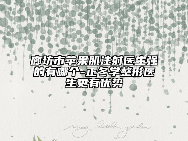 廊坊市苹果肌注射医生强的有哪个-正冬学整形医生更有优势