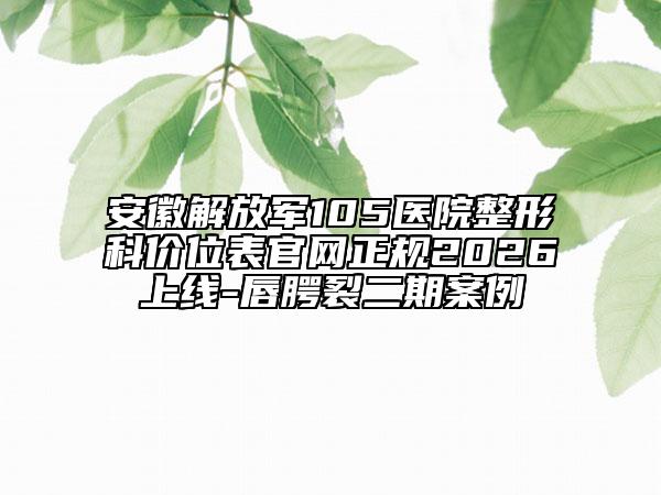 安徽解放军105医院整形科价位表官网正规2026上线-唇腭裂二期案例