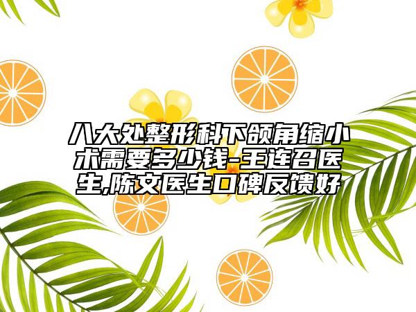 八大处整形科下颌角缩小术需要多少钱-王连召医生,陈文医生口碑反馈好