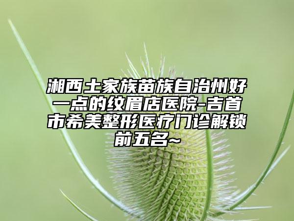 湘西土家族苗族自治州好一点的纹眉店医院-吉首市希美整形医疗门诊解锁前五名~