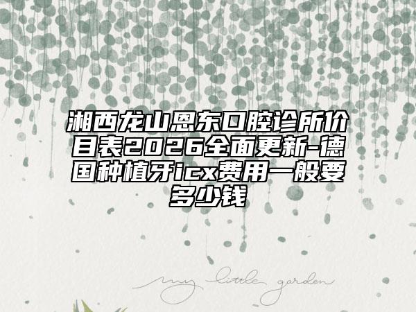 湘西龙山恩东口腔诊所价目表2026全面更新-德国种植牙icx费用一般要多少钱