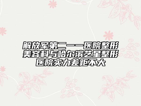 解放军第二一一医院整形美容科与哈尔滨艺星整形医院实力差距不大