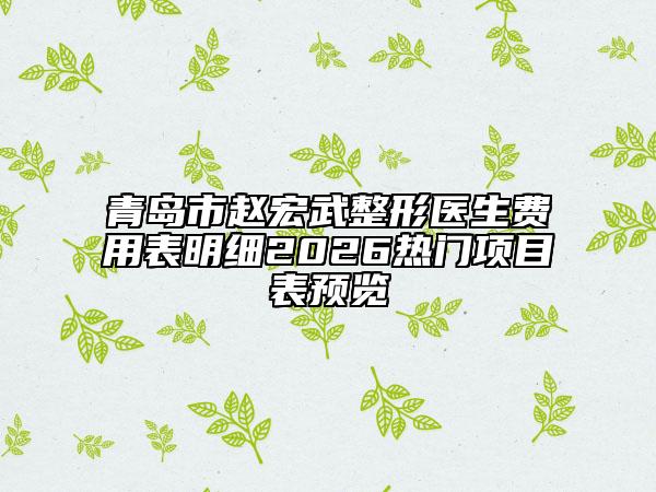 青岛市赵宏武整形医生费用表明细2026热门项目表预览