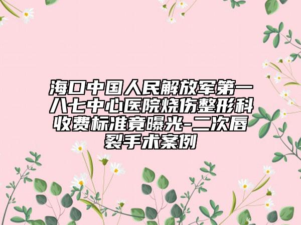 海口中国人民解放军第一八七中心医院烧伤整形科收费标准竟曝光-二次唇裂手术案例