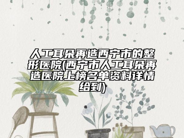 人工耳朵再造西宁市的整形医院(西宁市人工耳朵再造医院上榜名单资料详情给到)