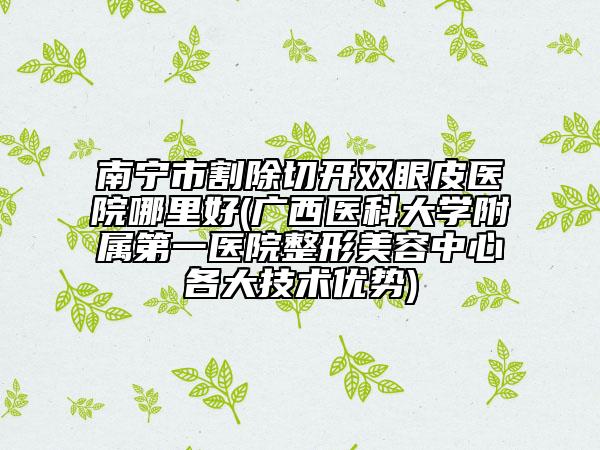 南宁市割除切开双眼皮医院哪里好(广西医科大学附属第一医院整形美容中心各大技术优势)