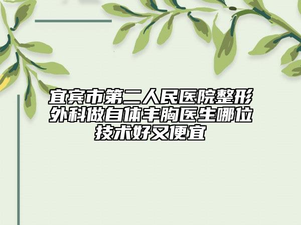 宜宾市第二人民医院整形外科做自体丰胸医生哪位技术好又便宜