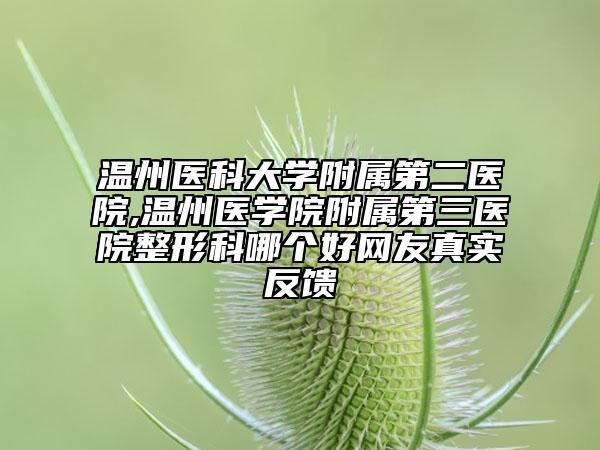 温州医科大学附属第二医院,温州医学院附属第三医院整形科哪个好网友真实反馈