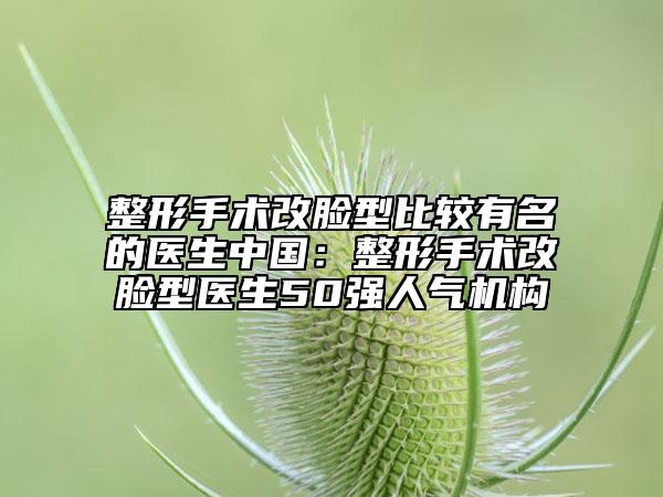 整形手术改脸型比较有名的医生中国：整形手术改脸型医生50强人气机构