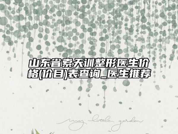 山东省索天训整形医生价格(价目)表查询_医生推荐