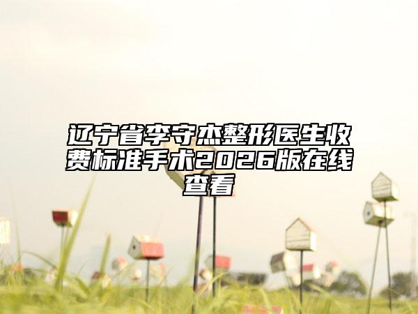 辽宁省李守杰整形医生收费标准手术2026版在线查看