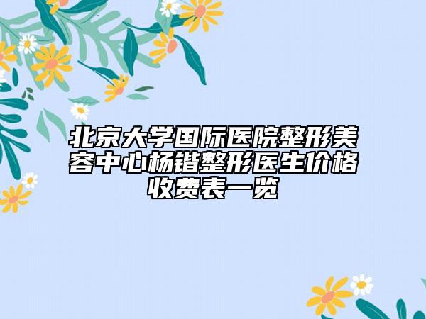 北京大学国际医院整形美容中心杨锴整形医生价格收费表一览