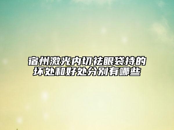 宿州激光内切祛眼袋持的坏处和好处分别有哪些