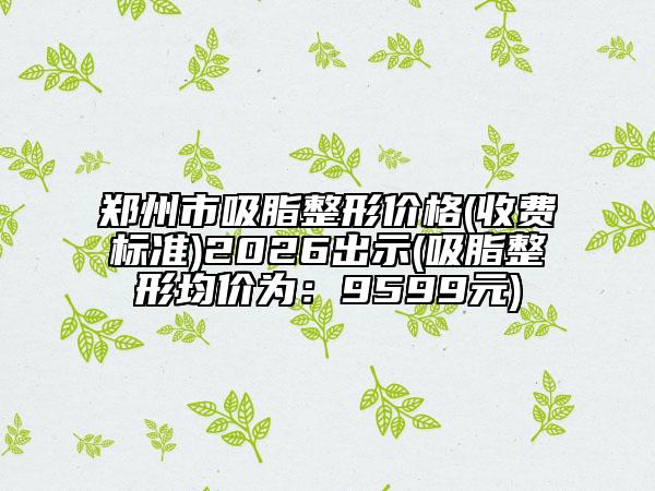 郑州市吸脂整形价格(收费标准)2026出示(吸脂整形均价为：9599元)