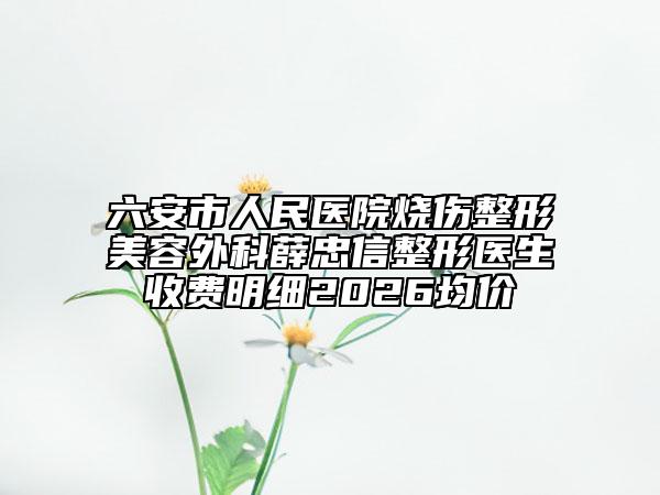 六安市人民医院烧伤整形美容外科薛忠信整形医生收费明细2026均价