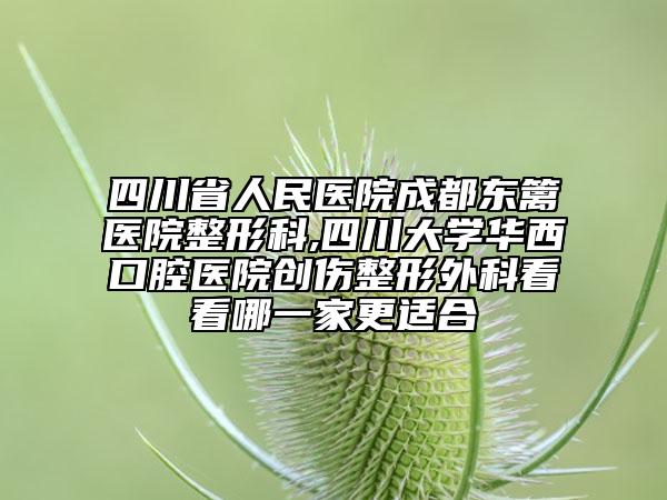 四川省人民医院成都东篱医院整形科,四川大学华西口腔医院创伤整形外科看看哪一家更适合