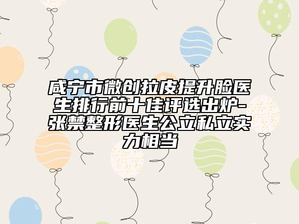 咸宁市微创拉皮提升脸医生排行前十佳评选出炉-张禁整形医生公立私立实力相当