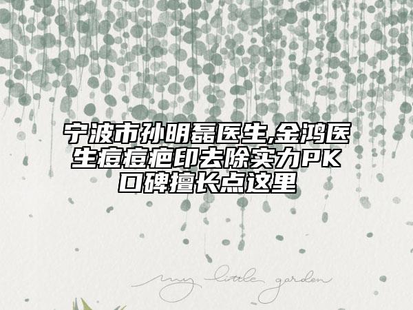 宁波市孙明磊医生,金鸿医生痘痘疤印去除实力PK口碑擅长点这里