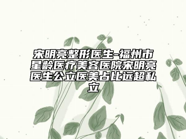 宋明亮整形医生-福州市星龄医疗美容医院宋明亮医生公立医美占比远超私立