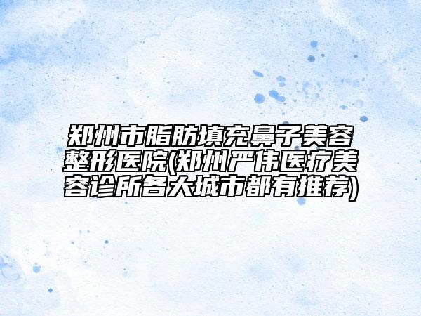 郑州市脂肪填充鼻子美容整形医院(郑州严伟医疗美容诊所各大城市都有推荐)