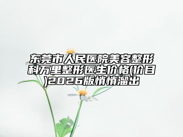 东莞市人民医院美容整形科万里整形医生价格(价目)2026版悄悄溜出