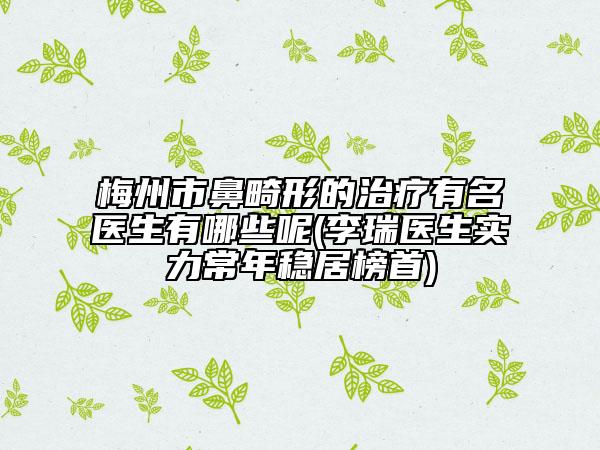 梅州市鼻畸形的治疗有名医生有哪些呢(李瑞医生实力常年稳居榜首)
