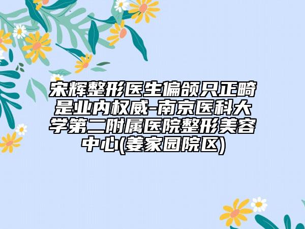 宋辉整形医生偏颌只正畸是业内权威-南京医科大学第二附属医院整形美容中心(姜家园院区)