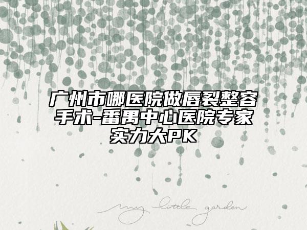 广州市哪医院做唇裂整容手术-番禺中心医院专家实力大PK