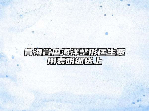 青海省廖海洋整形医生费用表明细送上