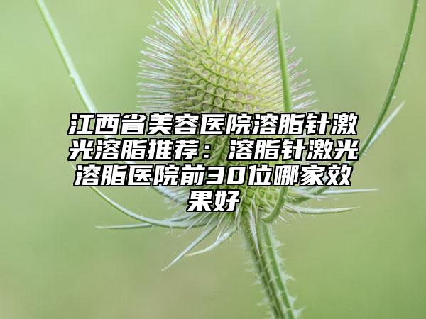 江西省美容医院溶脂针激光溶脂推荐：溶脂针激光溶脂医院前30位哪家效果好