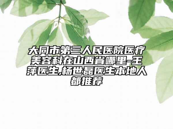 大同市第三人民医院医疗美容科在山西省哪里-王萍医生,杨世磊医生本地人都推荐