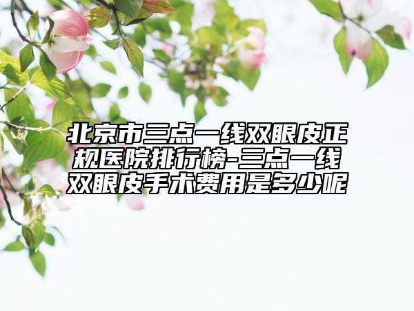 北京市三点一线双眼皮正规医院排行榜-三点一线双眼皮手术费用是多少呢