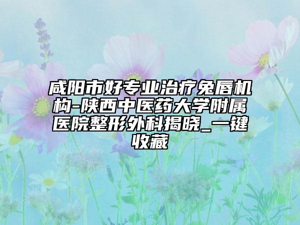 咸阳市好专业治疗兔唇机构-陕西中医药大学附属医院整形外科揭晓_一键收藏