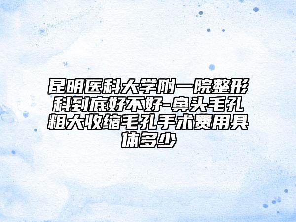 昆明医科大学附一院整形科到底好不好-鼻头毛孔粗大收缩毛孔手术费用具体多少