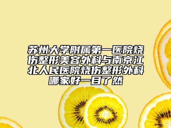 苏州大学附属第一医院烧伤整形美容外科与南京江北人民医院烧伤整形外科哪家好一目了然